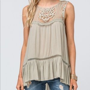 Light Green Sage Crocheted Top